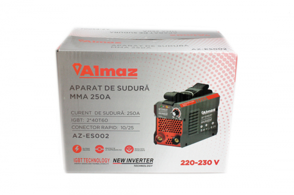 Aparat de Sudura, Invertor Almaz 250A AZ-ES002, Electrod 1.6-5mm, accesorii incluse + Manusi de protectie marime 16 [4]