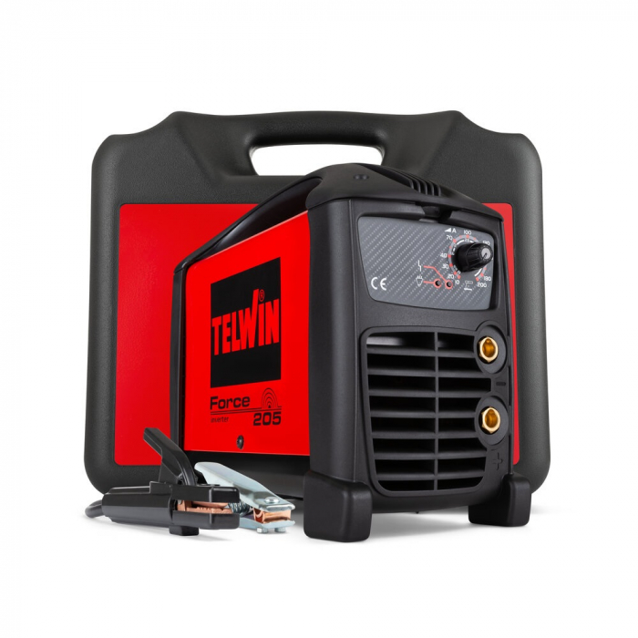 Invertor de sudura Telwin Force 205, 200 A, 230 V, electrod 1,6 – 4 mm, IP23, 5.8 kg, cutie transport, cleste de masa, cablu de sudura cu cleste port-electrod [5]