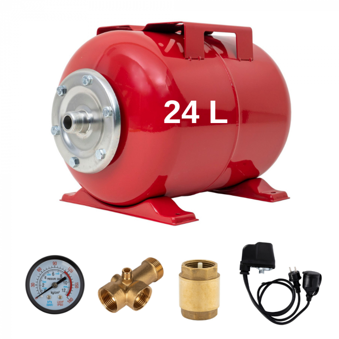 Kit Hidrofor - Pompa submersibila Romaneasca Jar 5 S 50-3 debit 3 m3/h, putere 950 W, inaltime pompare 54 m + Vas de expansiune 24 l, racord 5 cai, supapa de sens, presostat, manometru [2]