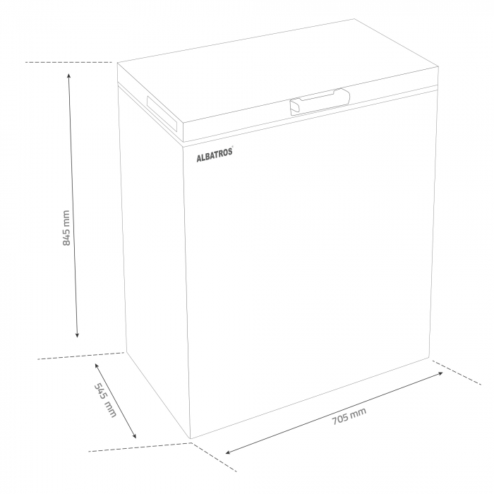 Ladă Frigorifică 2 în 1 Albatros LA175E – 165L, Frigider/Congelator, Clasa Energetică E, Capacitate Congelare 7 kg/24h, Panou Control LED, Dezghețare Manuală, Roti pentru Mobilitate, [3]