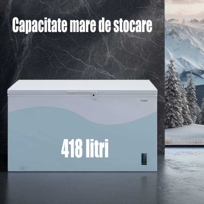 Ladă Frigorifică Samus LS446E, 418L, Fast Freeze, Termostat Reglabil, Panou LED, Interior Aluminiu, Alb [5]