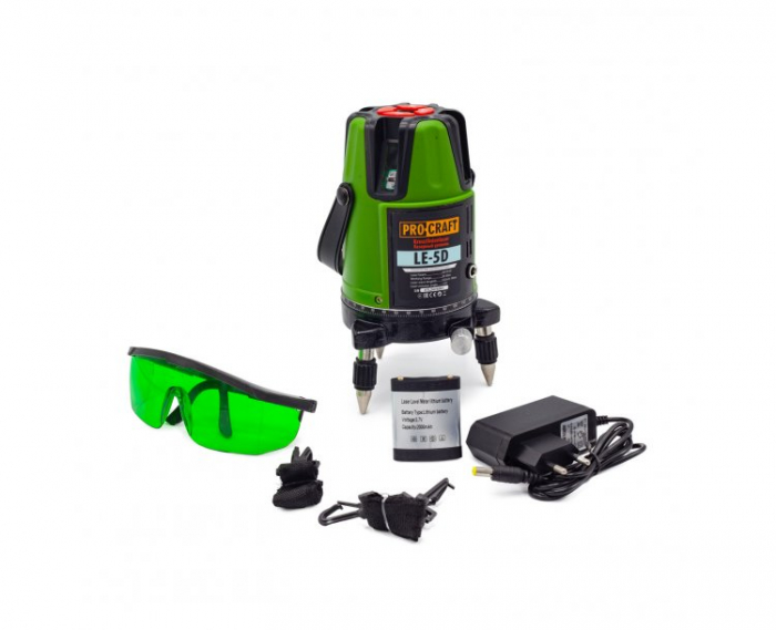 Nivela Laser LE-5D, dioda verde, 15 m, 1 acumulator, Laser clasa II, 0.5mm/m, cutie transport [3]