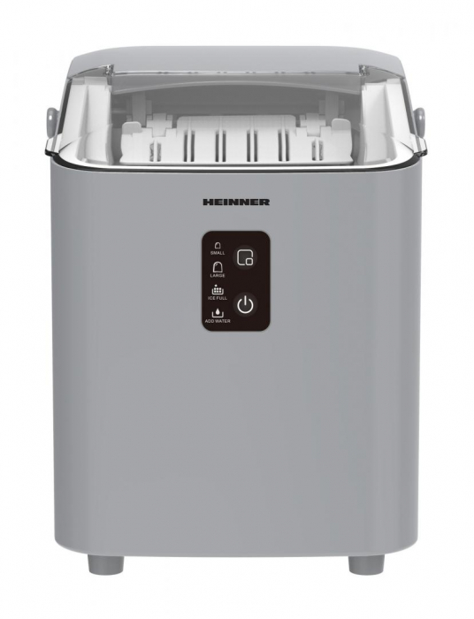 Mașină de Cuburi de Gheață Heinner HIM-100SL, 12 kg/24h, 2 Dimensiuni Cuburi, 1L, Auto-curățare, 120W, Silver [2]