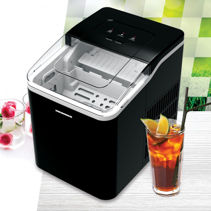 Mașină de cuburi de gheață HEINNER HIM-120BK, 12 kg/24h, Recipient detașabil, Rezervor 1.5L, Funcție de curățare, Negru [4]
