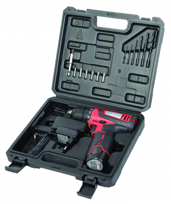 Masina de gaurit/insurubat 12V 1.5Ah 28Nm valiza accesorii RD-CDL27 [2]