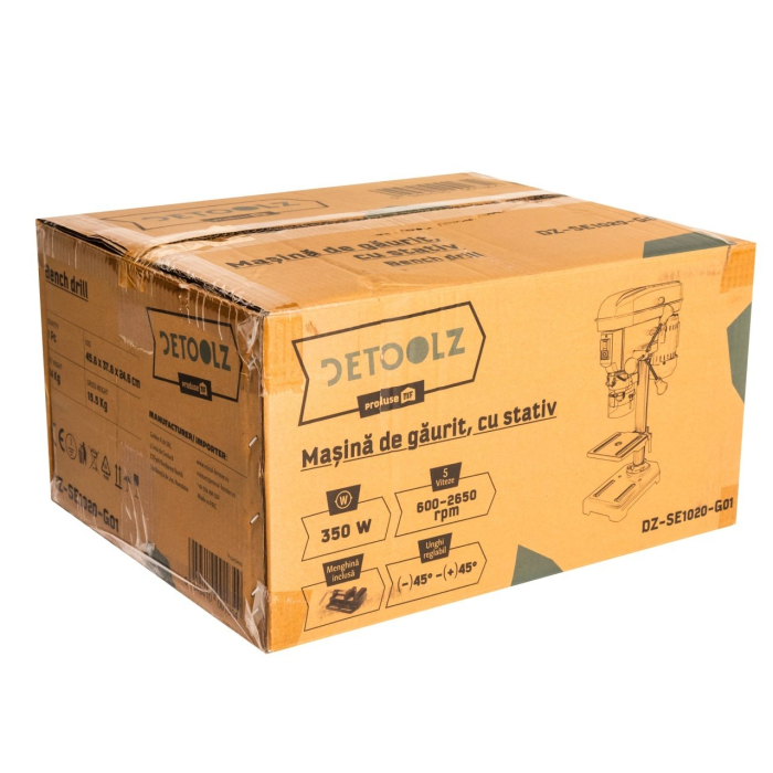Mașină de găurit pe coloană Detoolz, 350W, mandrină 13 mm, 5 viteze, 230V [7]