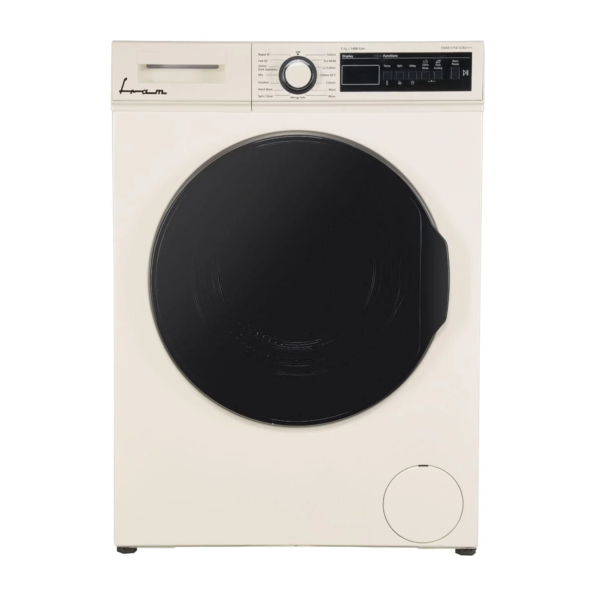 Masina de spalat rufe Fram FWM-V714T2CRD+++, 7 kg, 1400 rpm, Display digital, Allergy safe, Start intarziat, Anti-sifonare, Eco-Logic, Bej lucios [8]