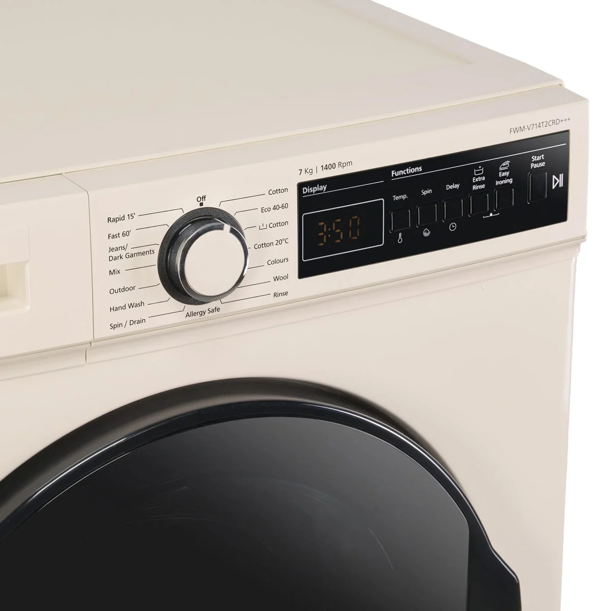 Masina de spalat rufe Fram FWM-V714T2CRD+++, 7 kg, 1400 rpm, Display digital, Allergy safe, Start intarziat, Anti-sifonare, Eco-Logic, Bej lucios [4]