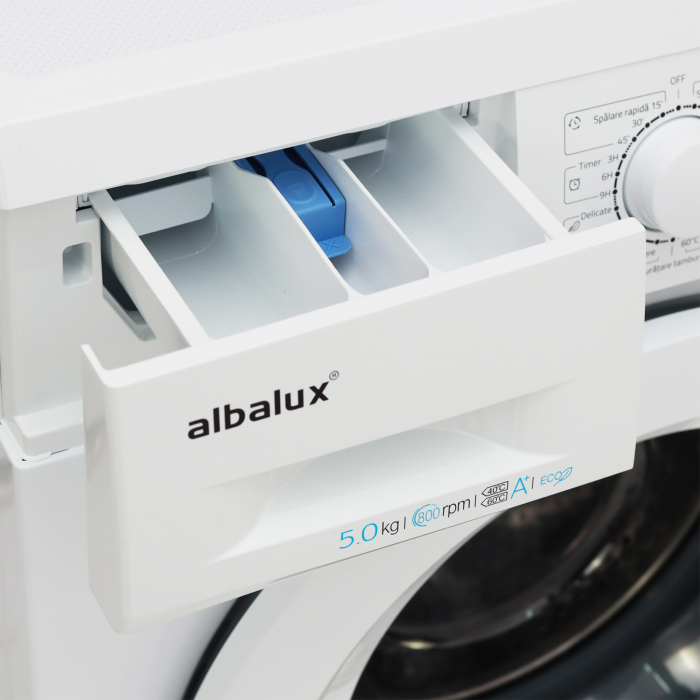 Mașină de Spălat Rufe Albalux AXW0851, 5 kg, 800 RPM, 23 Programe, Clasă Energetică E, Alb [5]