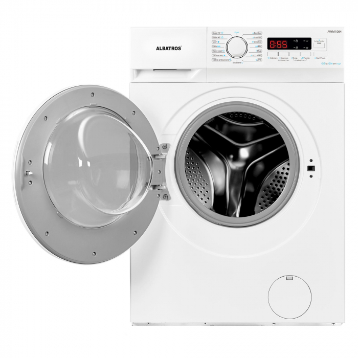 Masina de spalat rufe Albatros AWM1064, 6 kg, Slim, 15 programe, Clasa energetica E, Termostat reglabil, Program ECO 40-60°C, Blocare acces copii, Alb [2]