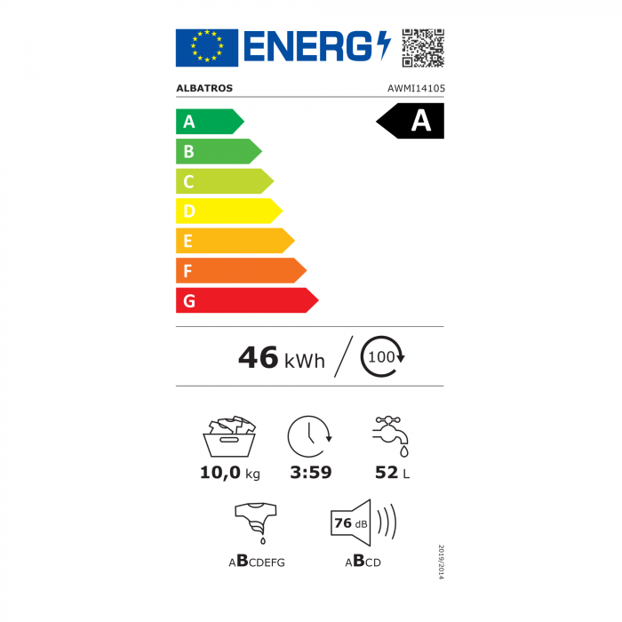Masina de spalat rufe Albatros AWMI14105 10 kg 1400 rpm Motor Inverter Clasa A 10% Spalare cu abur Alb [5]