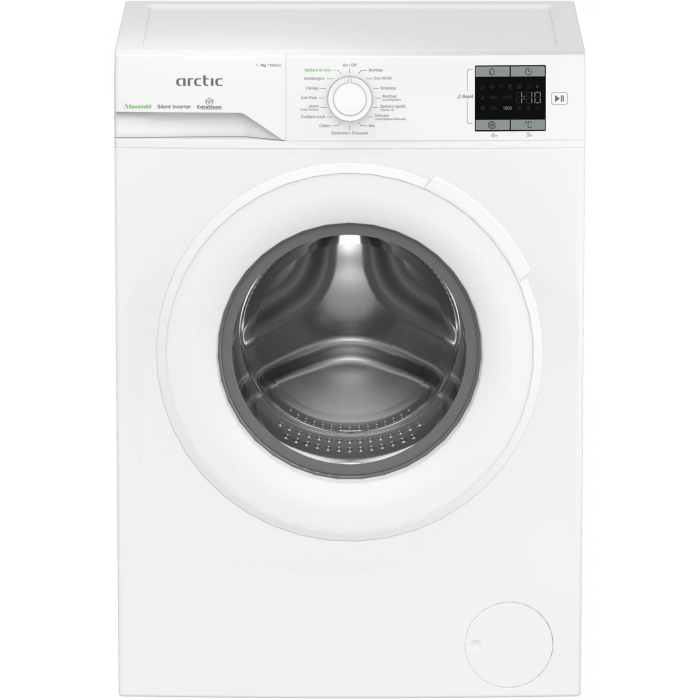 Masina de spalat rufe Arctic, 7kg, 1200rpm, Clasa A, Motor SilentInverter, Display, ExtraSteam, SaveInAll, IronExpress, Recycled Tub, Alb [2]