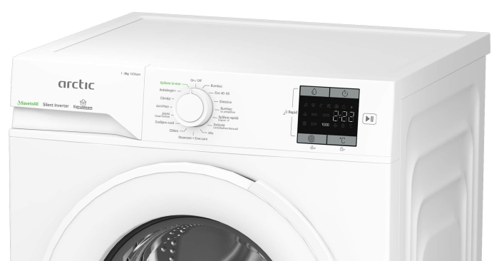 Masina de spalat rufe Arctic, 8kg, Clasa A, 1200rpm, Motor SilentInverter, ExtraSteam, SaveInAll, Recycled Tub, display, Alb [6]