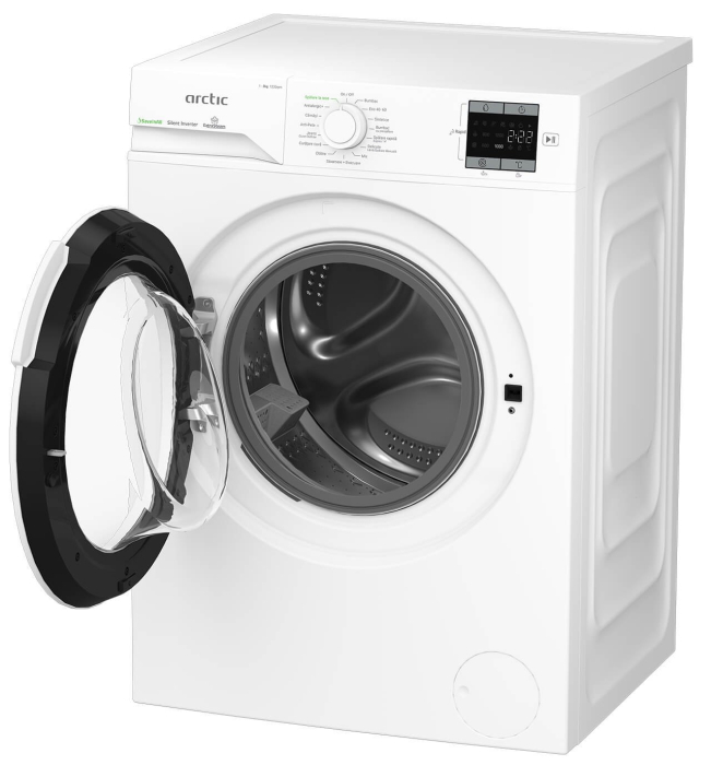 Masina de spalat rufe Arctic, 8kg, Clasa A, 1200rpm, Motor SilentInverter, ExtraSteam, SaveInAll, Recycled Tub, display, Alb [5]