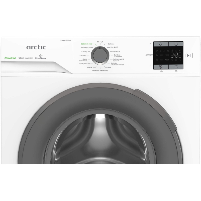 Masina de spalat rufe Arctic APLM1WFSU19210WG, 9 Kg, 1200 RPM, Motor Silent Inverter, Drum Clean+Steam, Child Lock, Anticrease, Digital Display, Add-In, Clasa A, Alb [7]