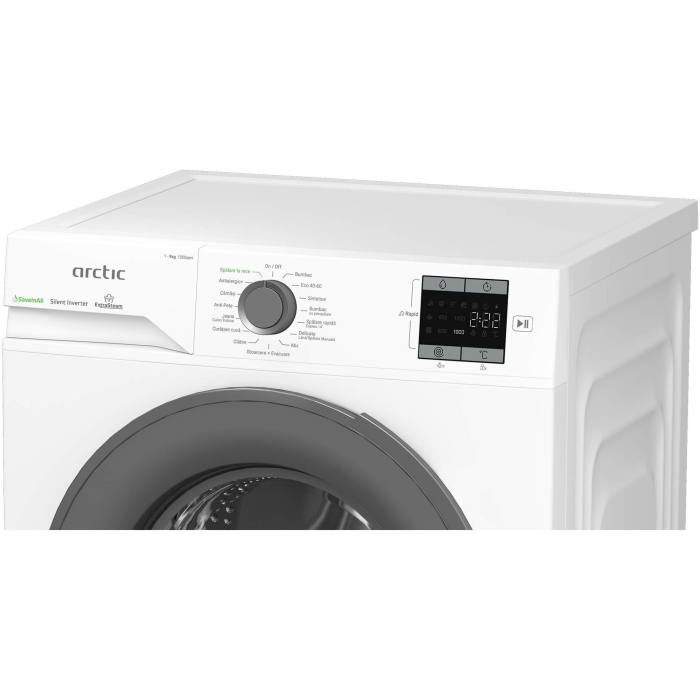 Masina de spalat rufe Arctic APLM1WFSU19210WG, 9 Kg, 1200 RPM, Motor Silent Inverter, Drum Clean+Steam, Child Lock, Anticrease, Digital Display, Add-In, Clasa A, Alb [6]