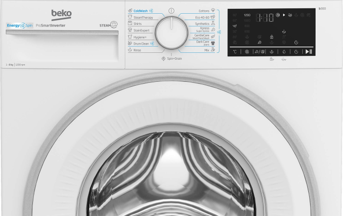 Masina de spalat rufe Beko, 8kg, 1200rpm, Clasa A, Motor ProSmartInverter, EnergySpin, SteamCure, ColdWash, Display, Alb [4]