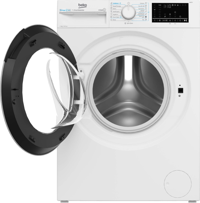 Masina de spalat rufe Beko, 8kg, 1200rpm, Clasa A, Motor ProSmartInverter, EnergySpin, SteamCure, ColdWash, Display, Alb [2]