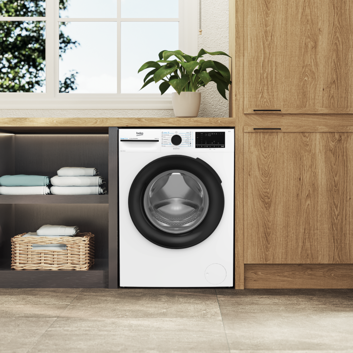 Masina de spalat rufe Beko, 8kg, Clasa A, 1400rmp, Motor ProSmartInverter, 15 programe, SteamCure, IronFast, ColdWash, Display, Hublou Piano Black, Culoare produs Alb [9]