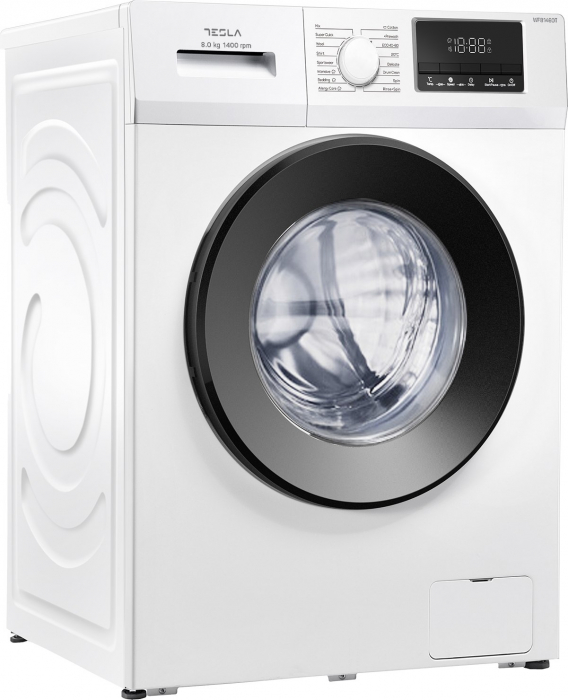 Masina de spalat rufe cu incarcare frontala Tesla WF81460T, 8 kg, 1400 RPM, Clasa A, 16 programe, Spin Speed, Sistem Child Lock, Delay Start, LED alb, Alb [1]