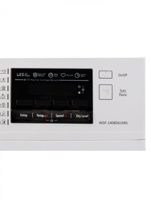 Masina de spalat rufe cu uscator VIVAX WDF-1408D616BS, Spalare 8 kg, 1400 RPM, Uscare 6 kg, Eco ,Clasa B Spalare, Clasa E Uscare, Display digital, Control electronic, Blocare acces copii, Temperatura  [8]