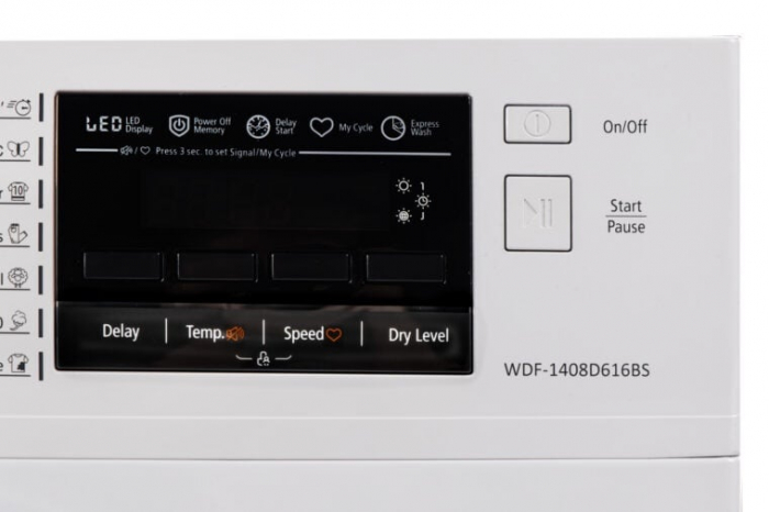 Masina de spalat rufe cu uscator VIVAX WDF-1408D616BS, Spalare 8 kg, 1400 RPM, Uscare 6 kg, Eco ,Clasa B Spalare, Clasa E Uscare, Display digital, Control electronic, Blocare acces copii, Temperatura [2]