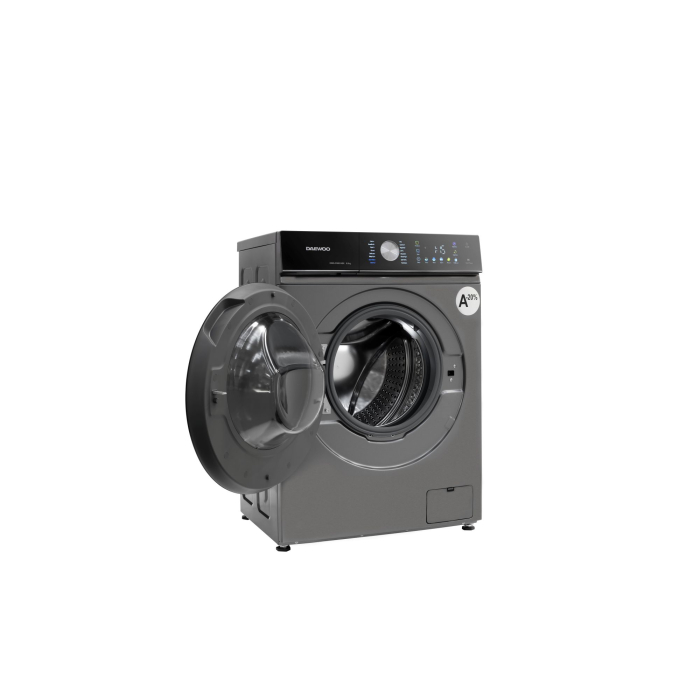 Masina de spalat rufe Daewoo, 8 kg, motor inverter, 1400 rpm, clasa A-20%, 16 programe, butoane touch, panou de control negru cu pictograme colorate, usa dubla neagra (PC Cover), culoare Silver [4]