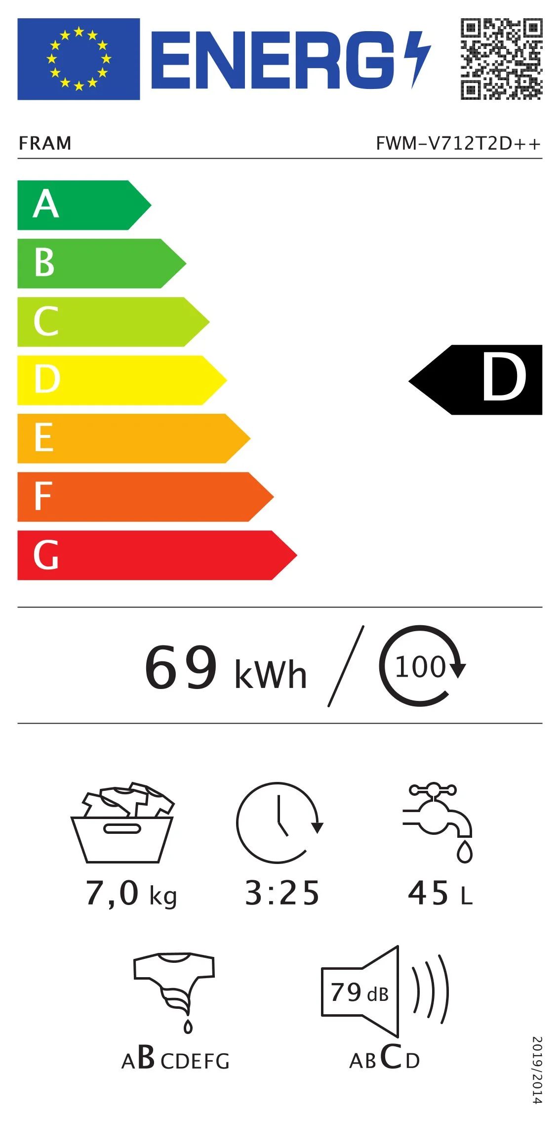 Masina de spalat rufe Fram FWM-V712T2D++, 7 kg, 1200 rpm, Display LED, Start intarziat, Anti-sifonare, Eco-Logic, Alb [3]
