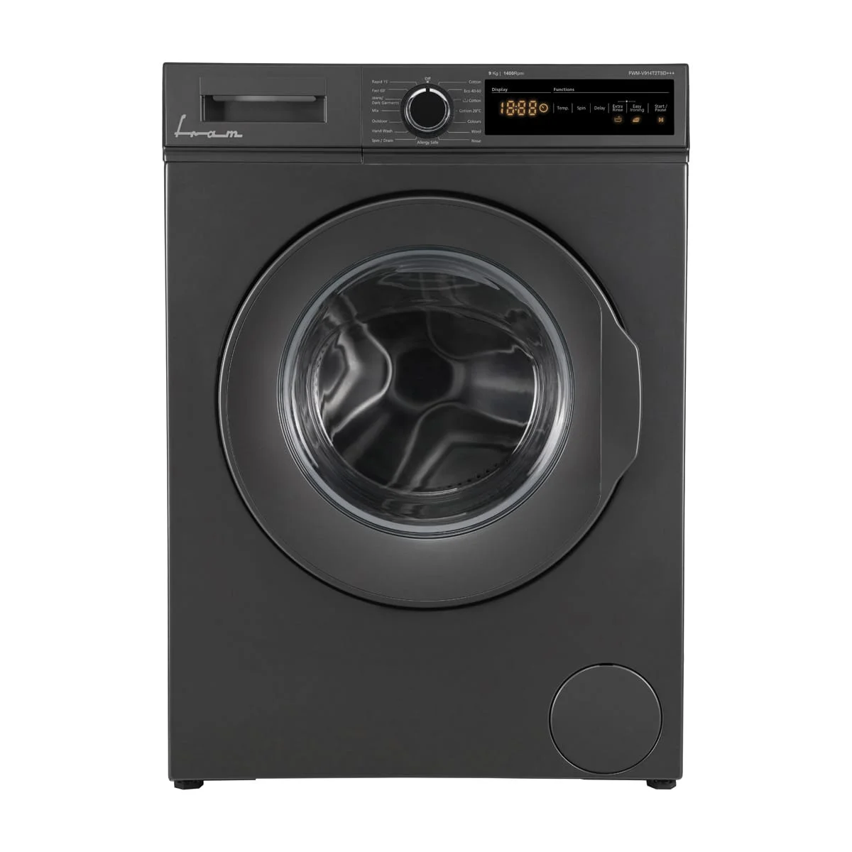 Masina de spalat rufe Fram FWM-V914T2TSD+++, 9 kg, Clasa D, Motor DC, Control touch, Display LED, Allergy safe, Start intarziat, Anti-sifonare, Eco-Logic, Detectare spuma, Gri [2]