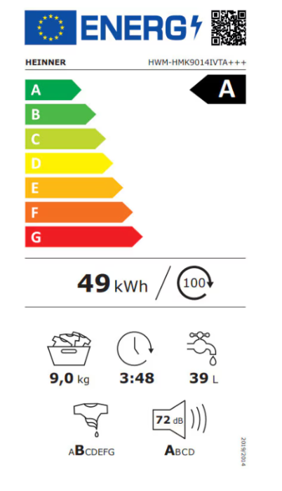 Masina de spalat rufe HEINNER HWM-HMK9014IVTA+++, 9 KG, 1400 RPM, Clasa A, MOTOR INVERTER, Display digital, Program Allergy steam, Gri titanium [7]