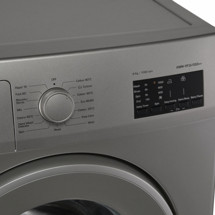 Masina de spalat rufe Heinner HWM-VF2610SD++, 6 kg, 1000 RPM, Clasa D, Sistem Eco Logic, Argintiu [2]