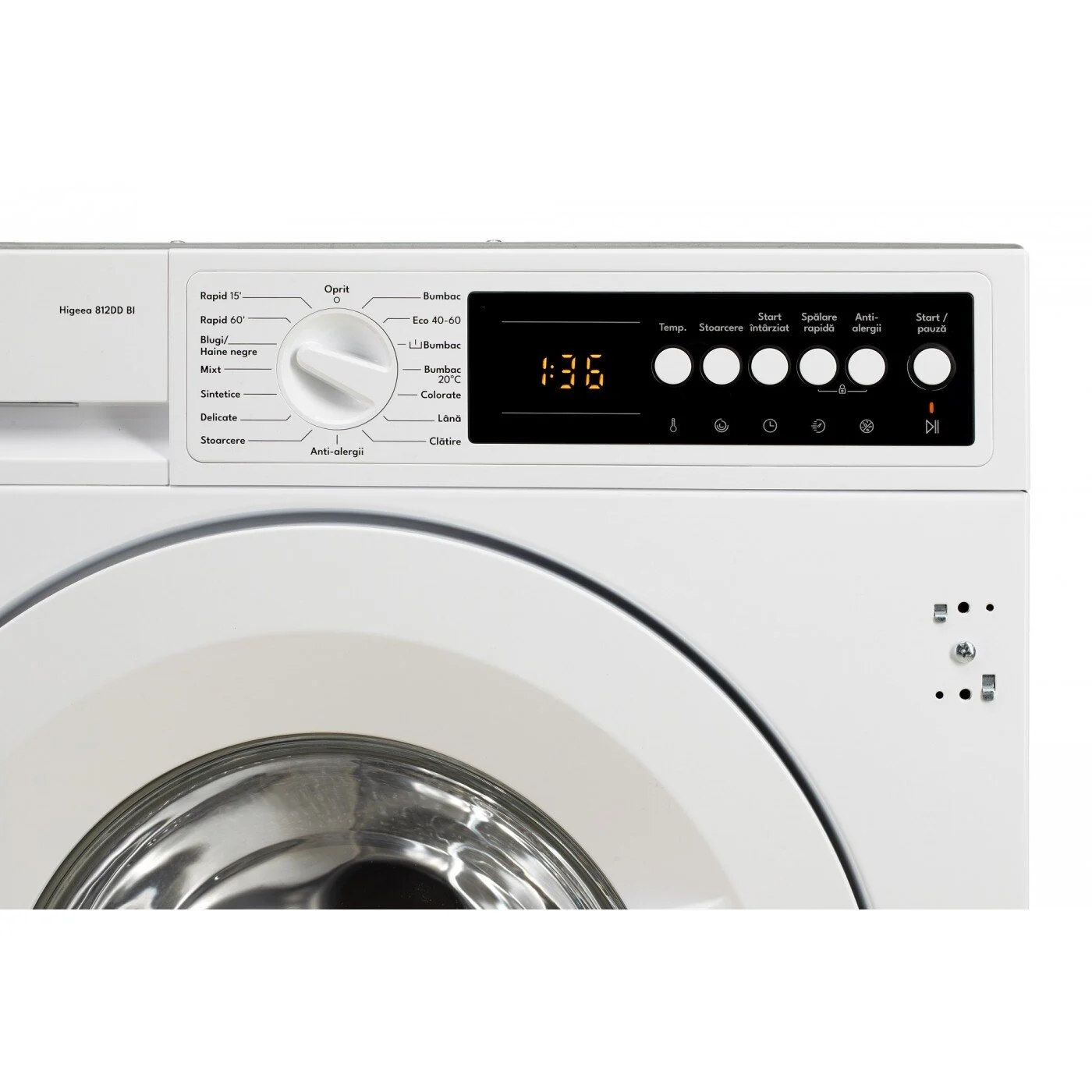Masina de spalat rufe incorporabila LDK Higeea 812DD BI, Clasa D, Capacitate 8 Kg, 1200 rpm, 15 programe, Anti-Alergic, Spalare rapida, Display LED, Alb [3]