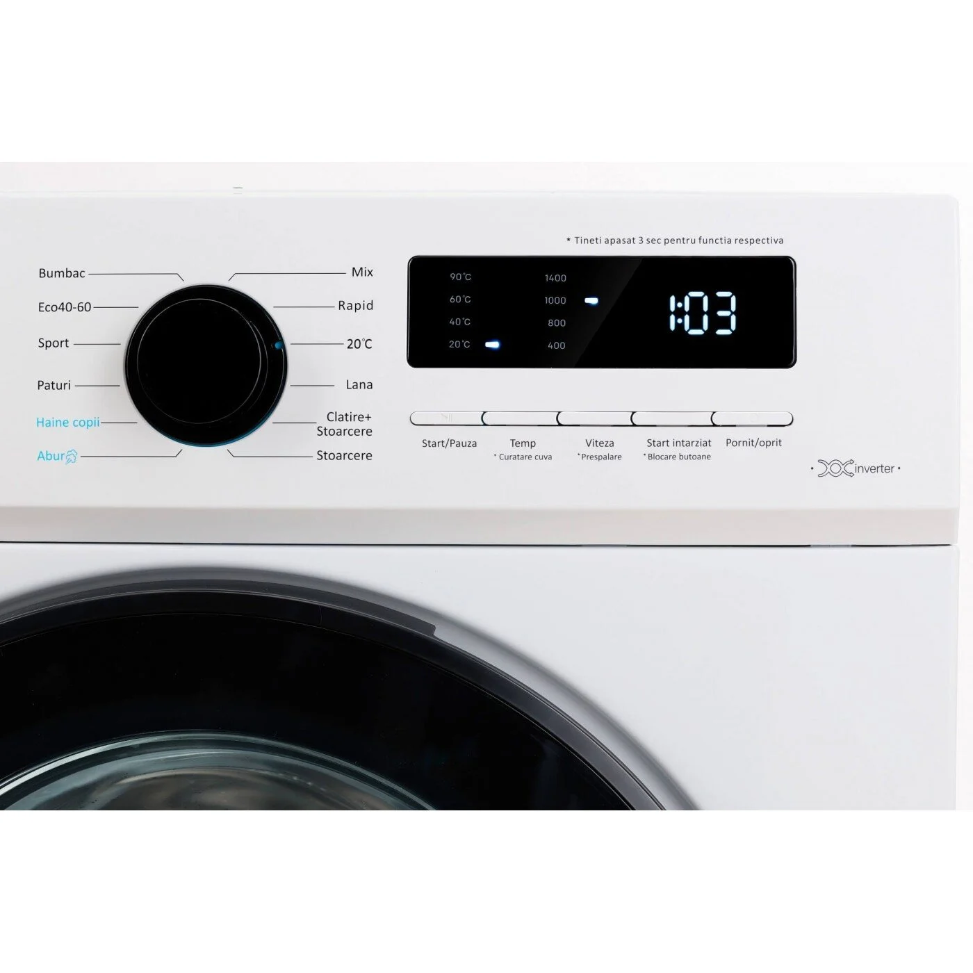 Masina de spalat rufe LDK Queen INV714SBKD, Clasa A, Capacitate 7 Kg, Slim, 1400 rpm, Steam, DrumClean, Motor Inverter, Alb [3]