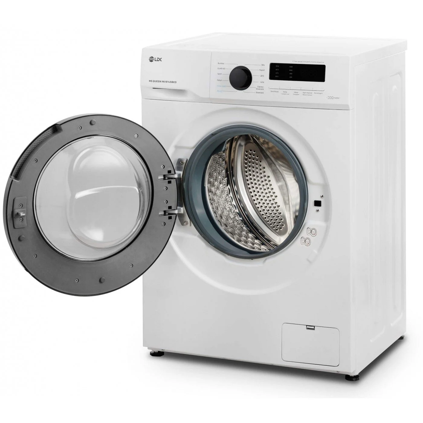 Masina de spalat rufe LDK Queen INV814SBKD, Clasa A, Capacitate 8 Kg, 1400 rpm, Steam,  DrumClean, Motor Inverter, Alb [2]