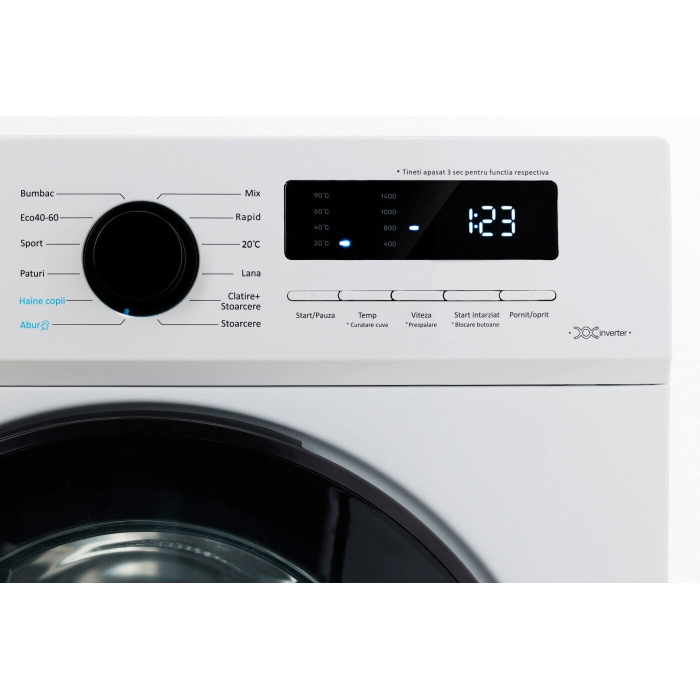 Masina de spalat rufe LDK Queen INV914SBKD, Clasa A, Capacitate 9 Kg, 1400 rpm, Steam, DrumClean, Motor Inverter, Alb [4]