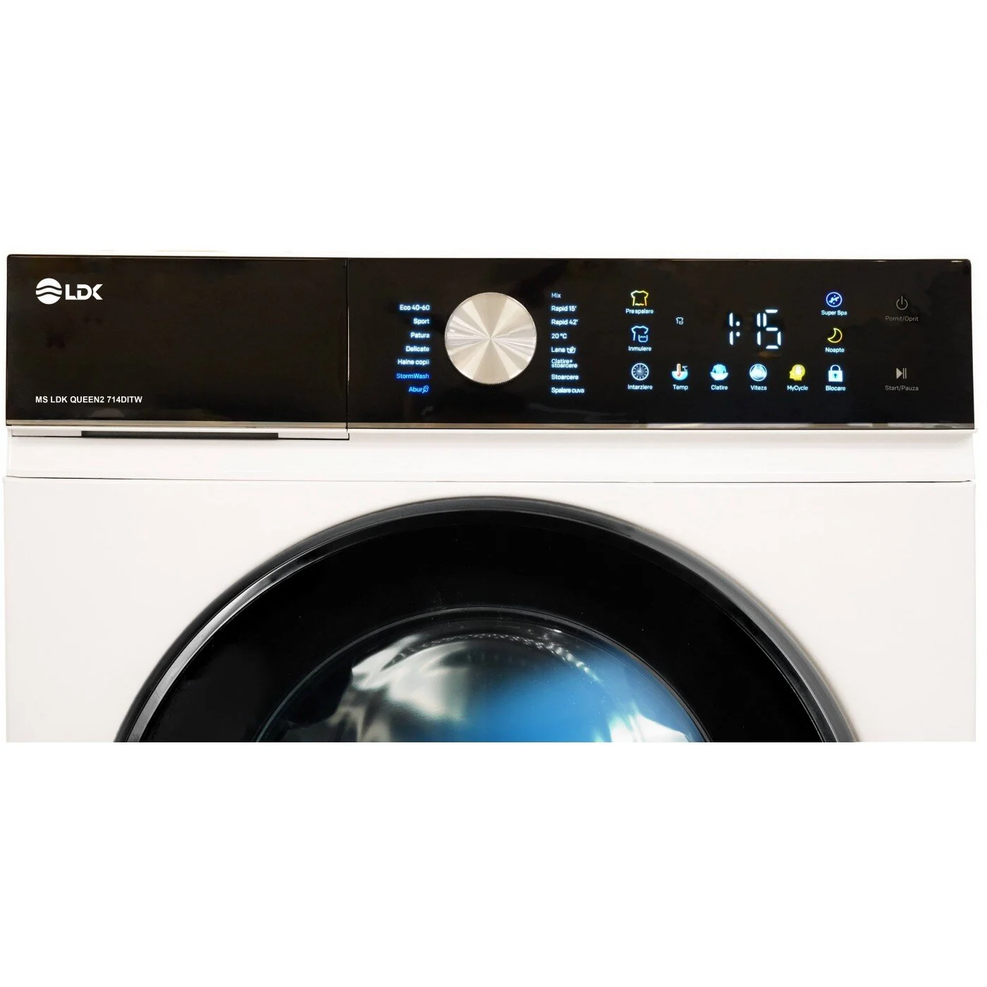 Masina de spalat rufe LDK Queen2 714DITW, Clasa A, Capacitate 7 Kg, 1400 rpm, 16 programe, Control Touch, Steam, Super Spa, Storm Wash, Night wash, My Cycle, Motor Inverter, Alb [3]