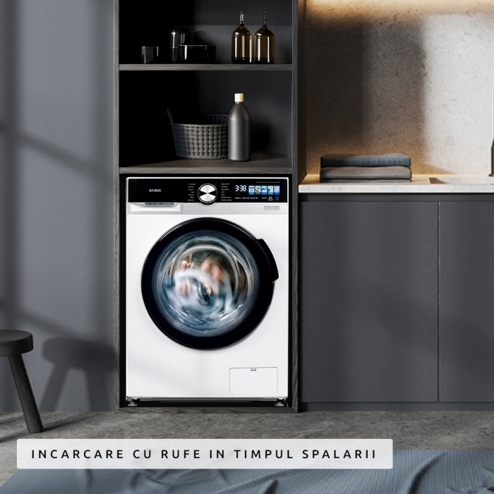 Masina de spaat rufe Samus WSDMAI-8145A30, 8 kg, 1400 rpm, Motor Inverter, LED color, clasa A(-30%), 14 programe, Eco 40–60, sterilizare, alb [20]