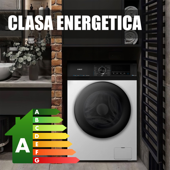 Mașină de spălat rufe Samus WSED8128IDM, 8 kg, 1200 rpm, Clasa A, Inverter Direct Motor, LED Display, Spălare cu abur, Alb [7]