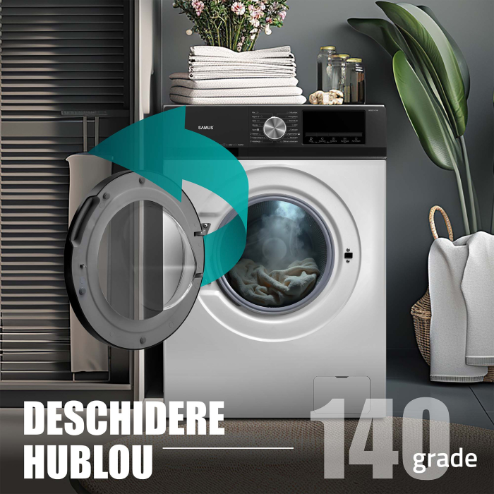 Mașină de spălat rufe Samus WSEDI10148, cu motor inverter, 10 kg, 1400 rpm, 16 programe, Afișaj LED, Clasa energetică A-10%, Alb [6]