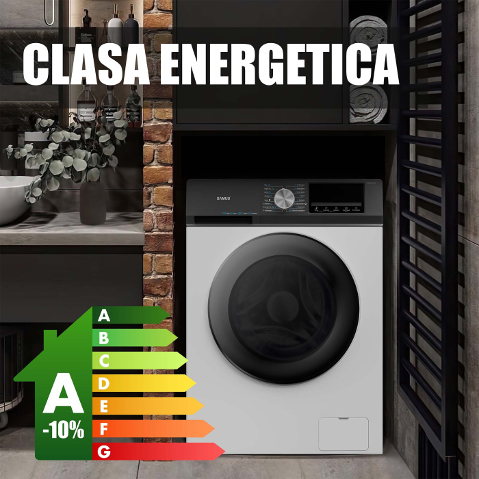 Mașină de spălat rufe Samus WSEDI10148, cu motor inverter, 10 kg, 1400 rpm, 16 programe, Afișaj LED, Clasa energetică A-10%, Alb [27]