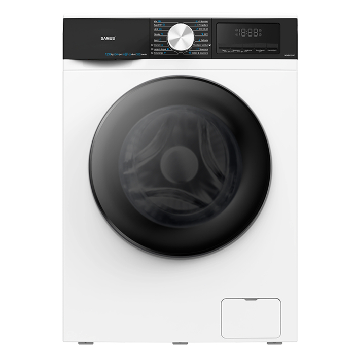 Masina de spalat rufe Samus WSMDI12147, 12 kg, 1400 rpm, motor inverter, clasa A–20%, LED display, 16 programe, spălare cu abur, albă [2]
