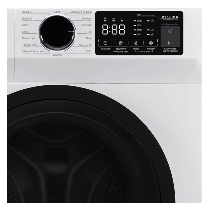 Masina de Spalat Rufe Samus WSNDI-8146, 8 Kg, 1400 RPM, Motor Inverter, Clasa A (-10%), Functie Abur, Display Electronic, 15 Programe [2]