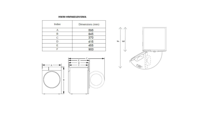 Mașină de spălat rufe slim Heinner HWM-HMN6010IVSMA, 6 Kg, 1000 RPM, Clasa A, Motor Inverter, Allergy Steam, Baby Steam Care, Alb [2]