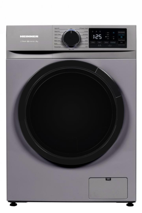 Mașină de spălat rufe Slim HEINNER HWM-M814IVNSA+++, 8 kg, 1400 rpm, Inverter, 15 programe, Add Clothes, Argintiu [1]