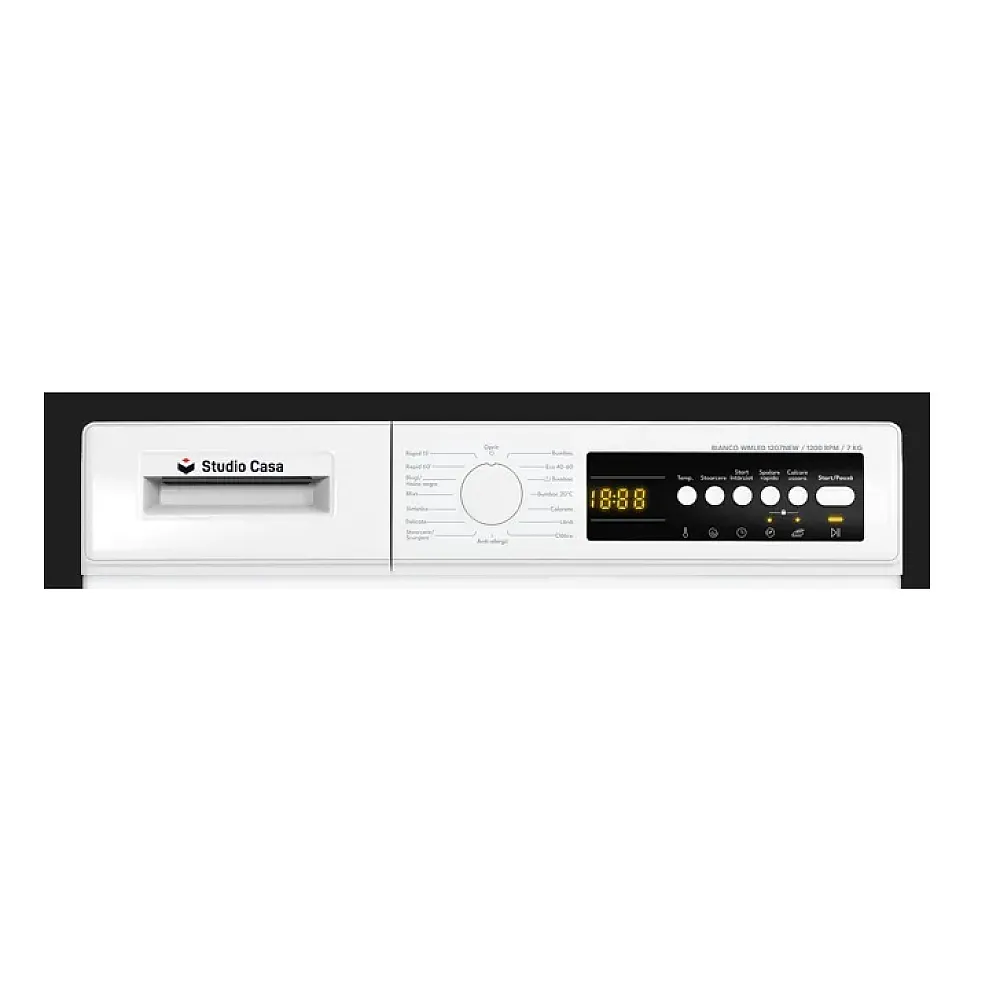 Mașină de spălat rufe Studio Casa Bianco WMLED1207NEW, 7 kg, 1200 rpm, Clasă energetică A, 15 programe, Alb [2]