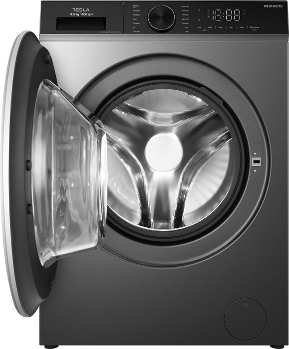 Masina de spalat rufe cu încărcare frontală Tesla WF91480TS, 9 kg, 1400 RPM, Clasa A, Inverter, Steam,  Control Touch, LED, Argintiu [4]