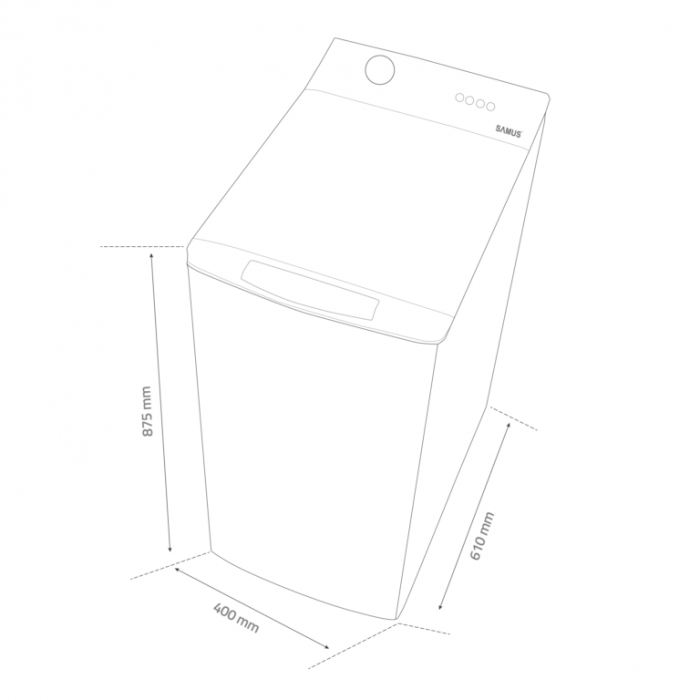 Masina de spalat rufe verticala Samus WTS-60100, 6 kg,  clasa D, program Hygiene 90, optiune start intarziat, programator electronic, blocare acces copii, Alba [5]
