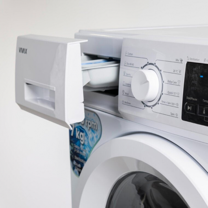 Masina de spalat rufe VIVAX WFL-120712CD, 7 kg, 1200 RPM, Clasa E, Baby Care, Eco, Display digital, Control electronic, Blocare acces copii, Temperatura reglabila, Drum Clean Sterilization, Quick Wash [6]