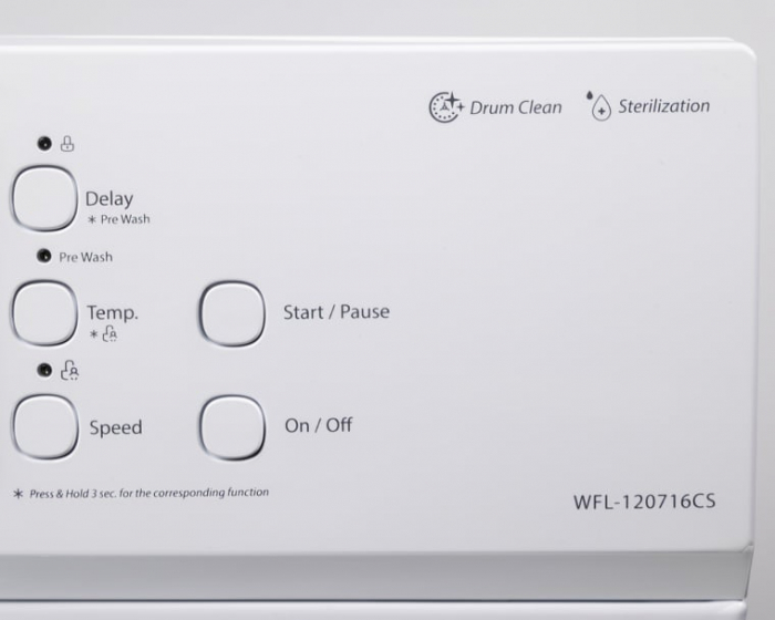 Masina de spalat rufe VIVAX WFL-120716CS, 7 kg, 1200 RPM, Clasa E, Baby Care, Eco, Control electronic, Blocare acces copii, Temperatura reglabila, Drum Clean Sterilization [4]