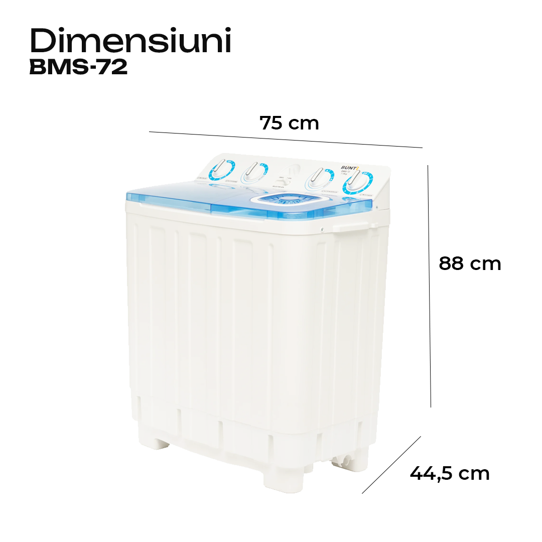 Masina de spalat semiautomata Büntz BMS-72, 7 Kg, Capacitate rufe stoarcere 5Kg, 330 W, Alb/Albastru [7]